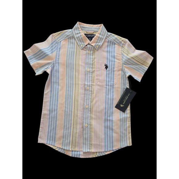 NWT U.S. Polo Assn. Short Sleeve Button-Up Oxford Shirt Boys Size Medium 8 - Picture 1 of 3
